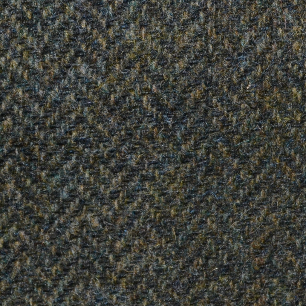 Dark Green Herringbone Shetland Tweed