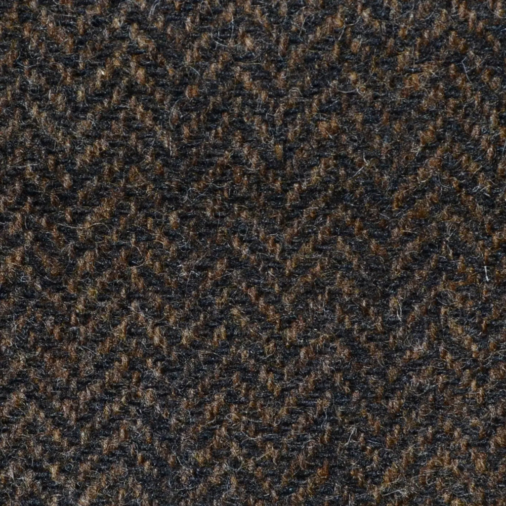 Chocolate Brown Herringbone Shetland Tweed