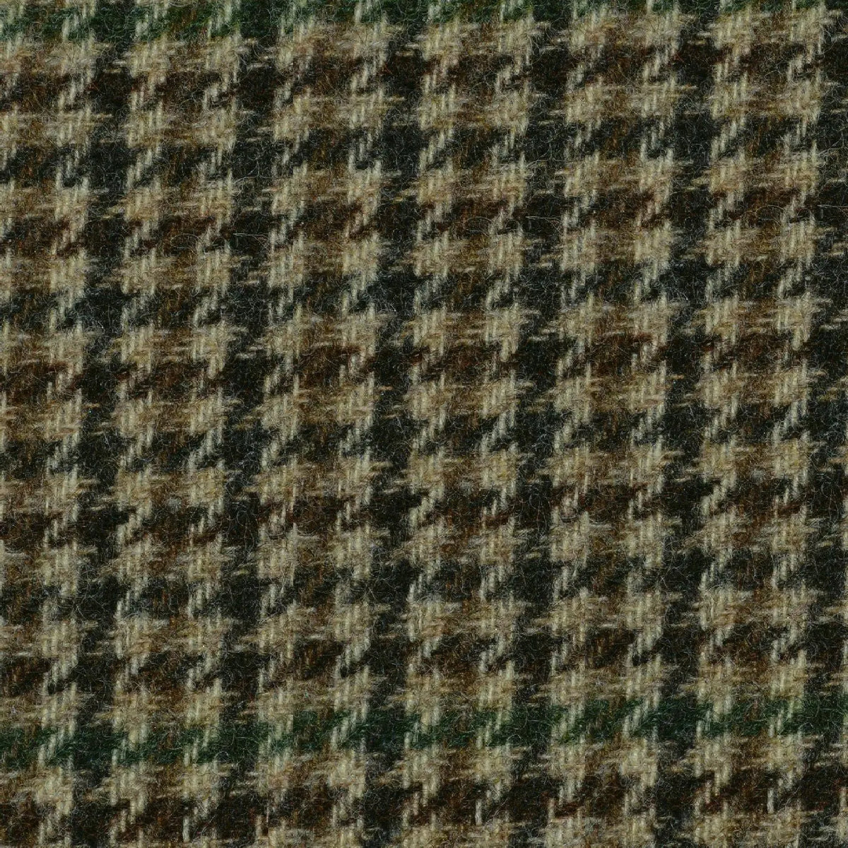 Sand with Brown and Green Dogtooth Check Tweed