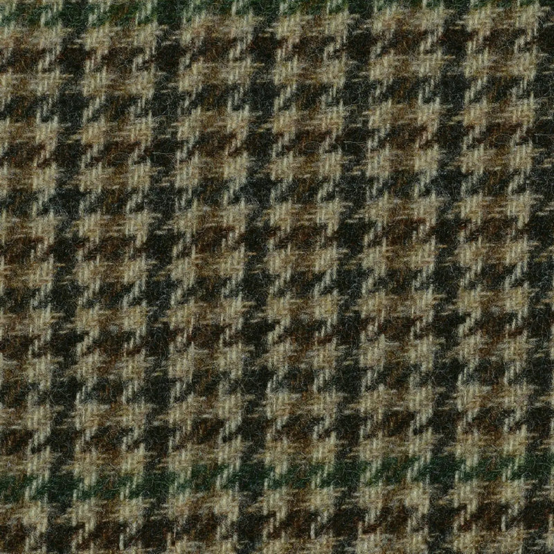Sand with Brown and Green Dogtooth Check Tweed