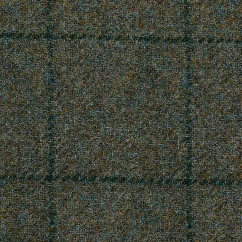 Moss Green with Blue Window Pane Check Tweed