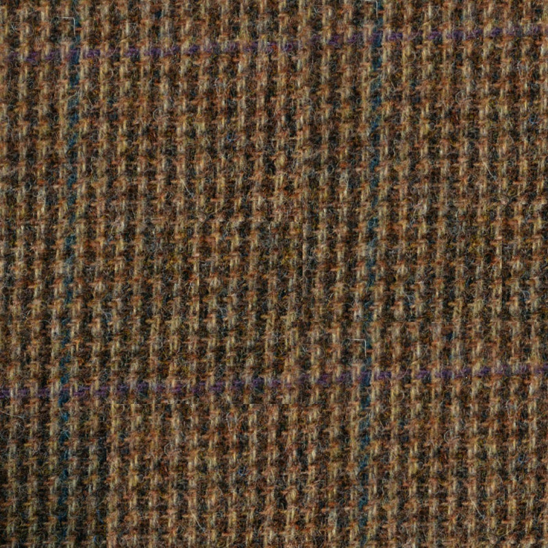 Brown with Subtle Blue and Purple Check Tweed