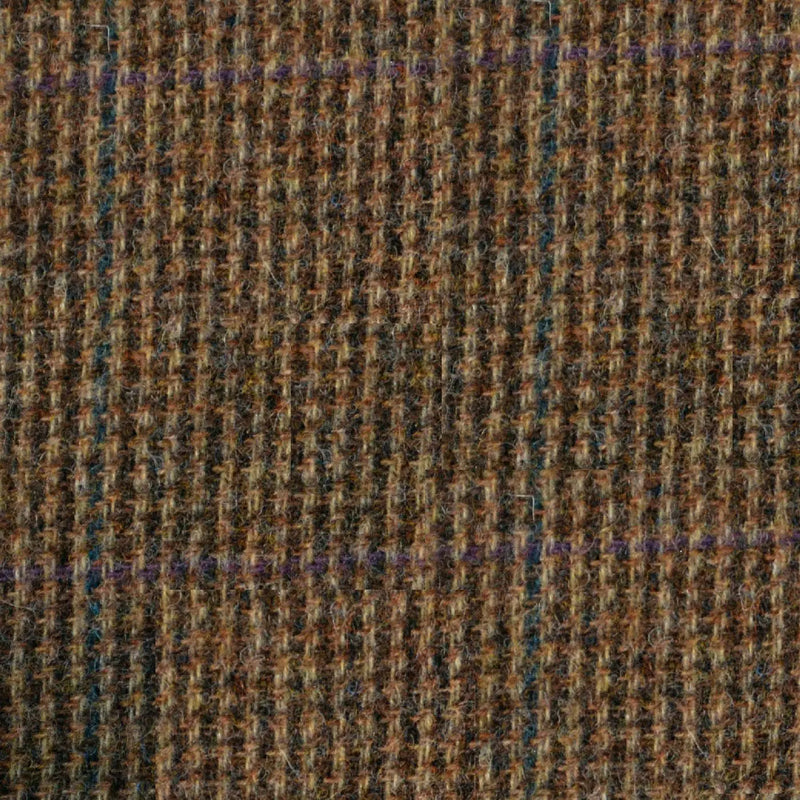 Brown with Subtle Blue and Purple Check Tweed