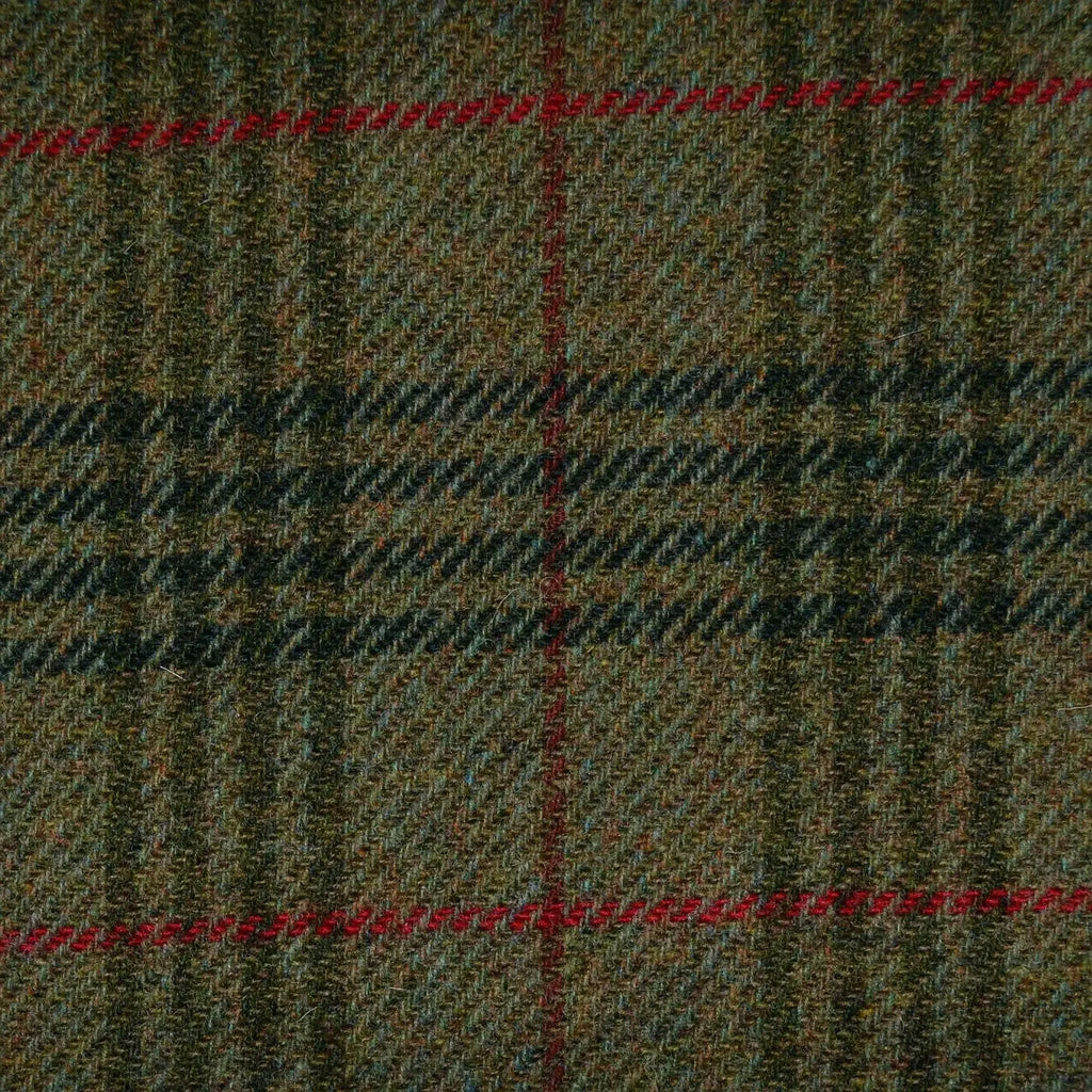Moss Green with Red & Blue Check Tweed