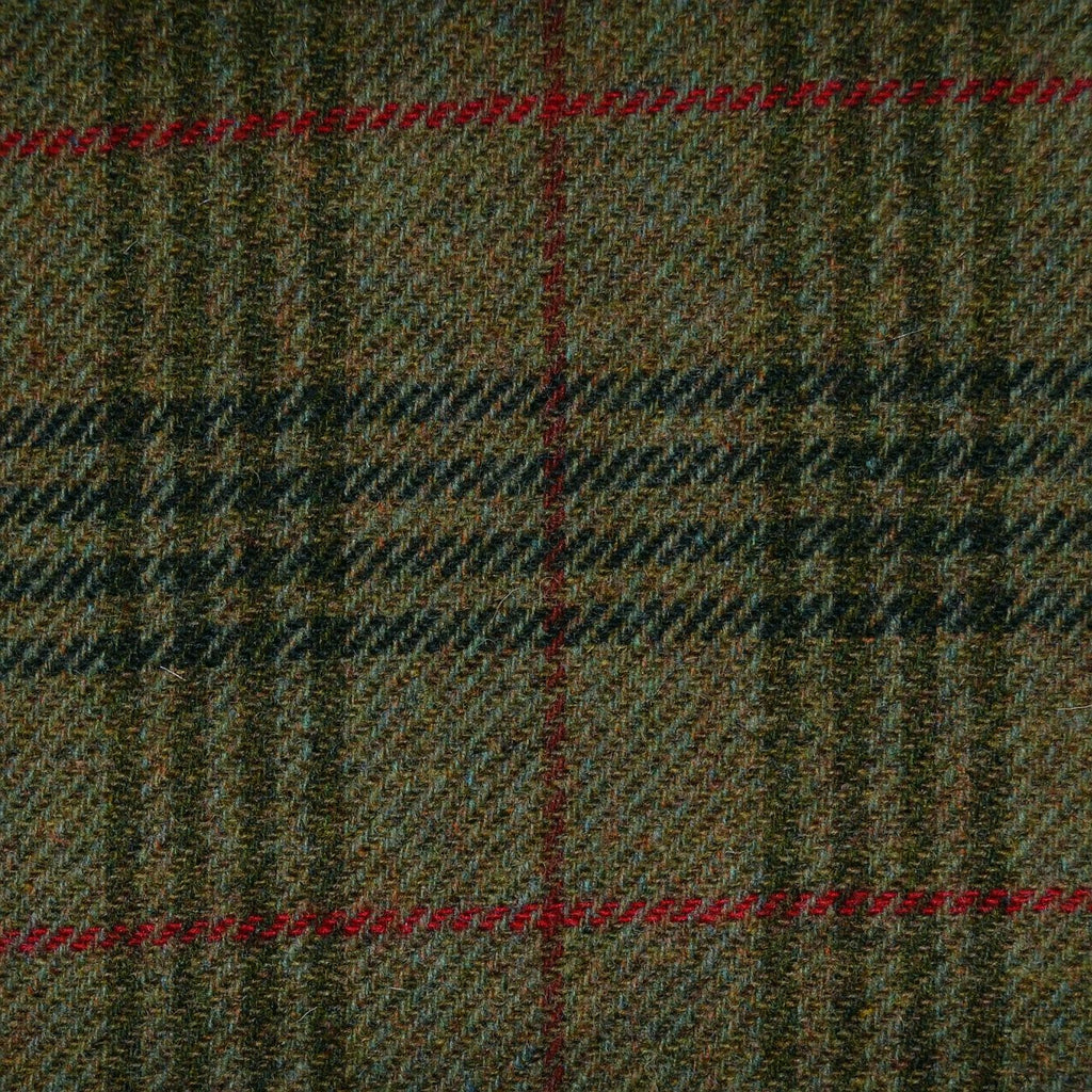 Moss Green with Red & Blue Check Tweed