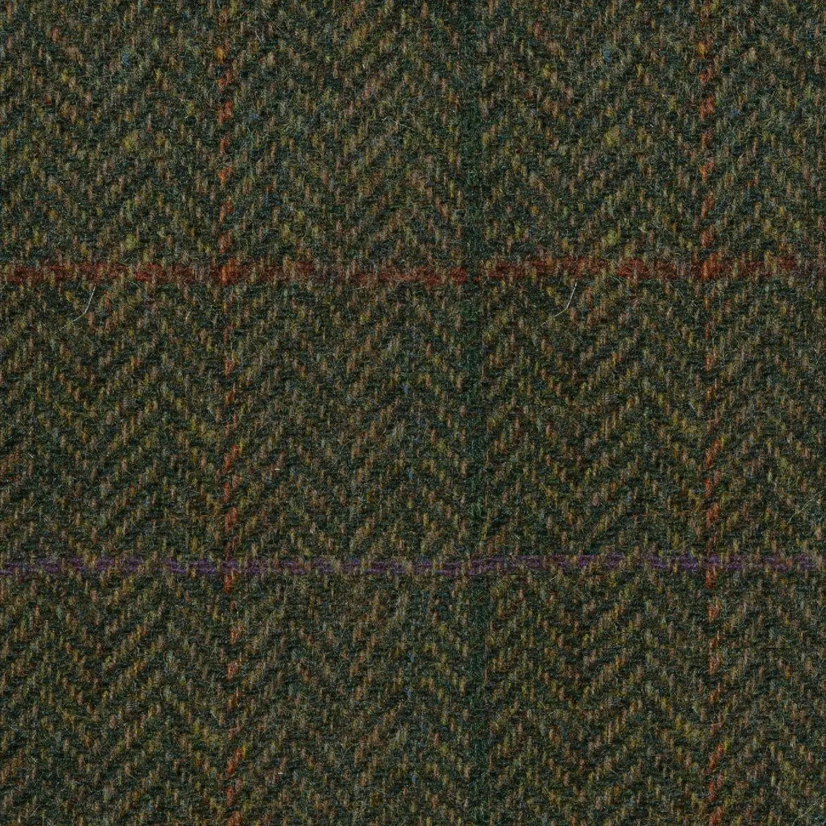 Moss Green Herringbone with Orange & Green Check Tweed