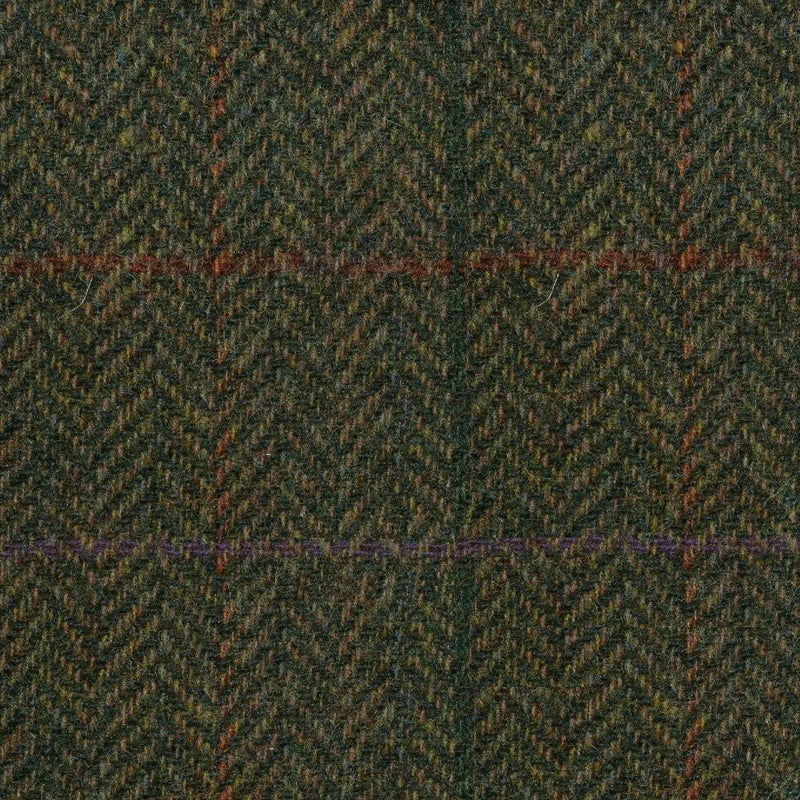 Moss Green Herringbone with Orange & Green Check Tweed