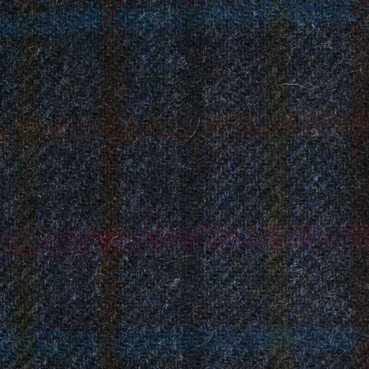 Grey with Brown, Wine and Blue Check Tweed