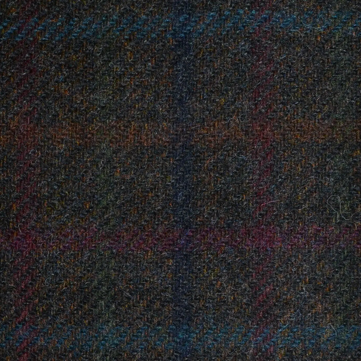 Brown with Tan, Wine and Blue Check Tweed