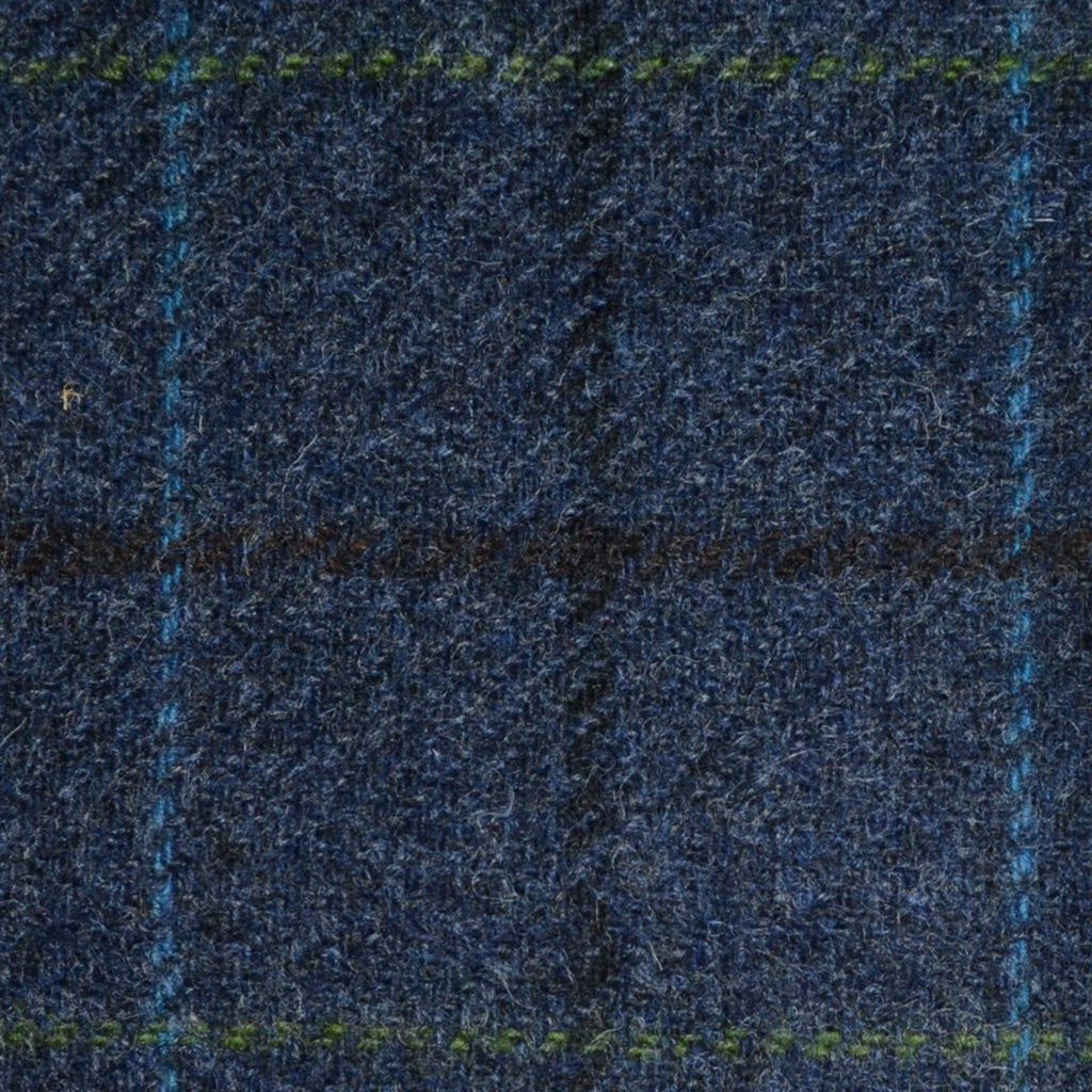Medium Blue with Blue, Green and Black Check Tweed