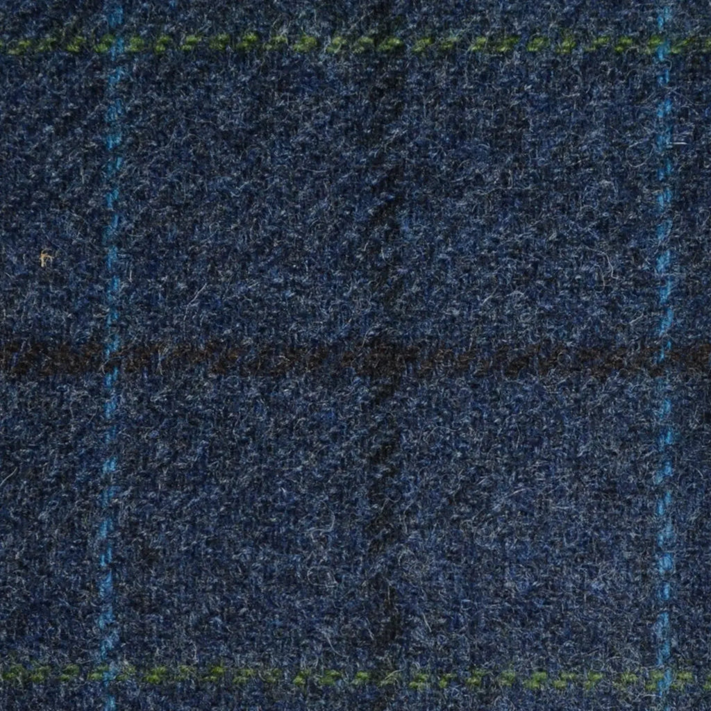 Medium Blue with Blue, Green and Black Check Tweed