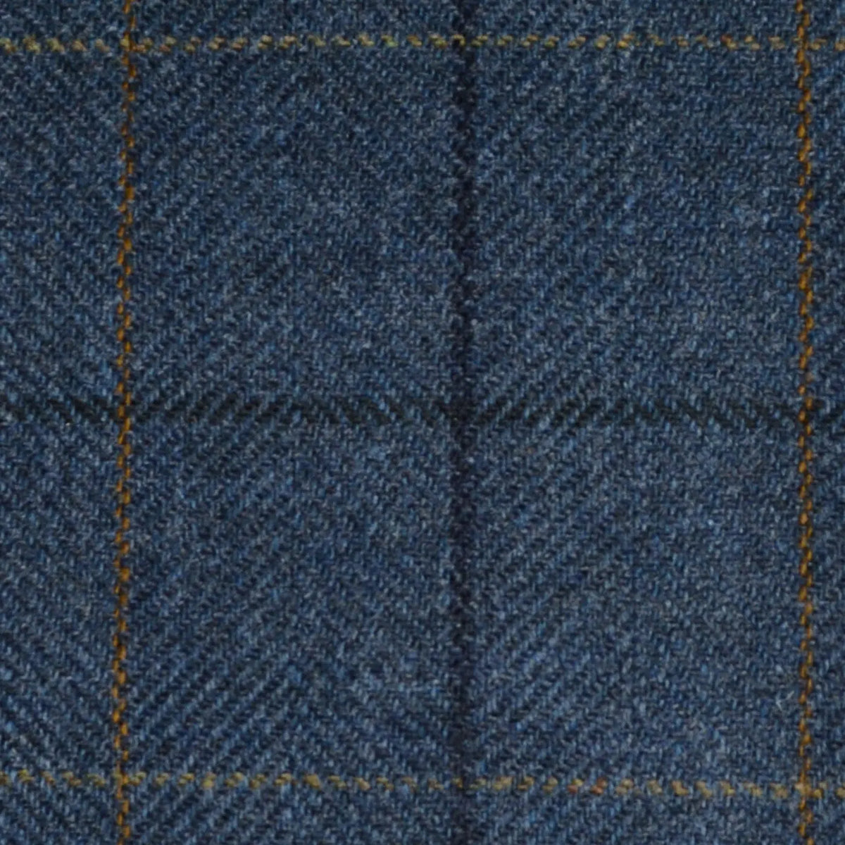 Medium Blue Herringbone with Navy Blue and Sand Check Tweed