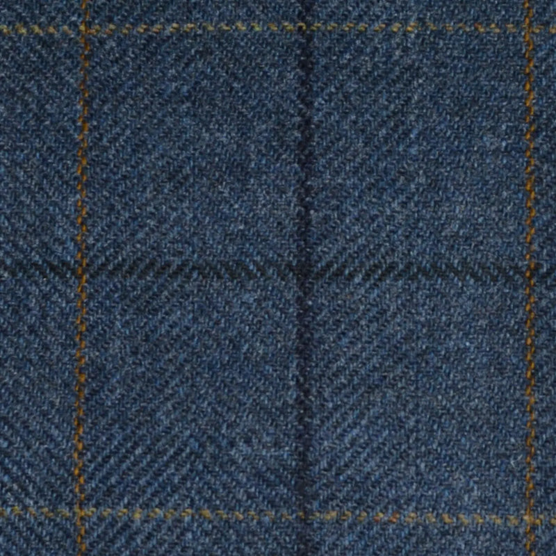 Medium Blue Herringbone with Navy Blue and Sand Check Tweed