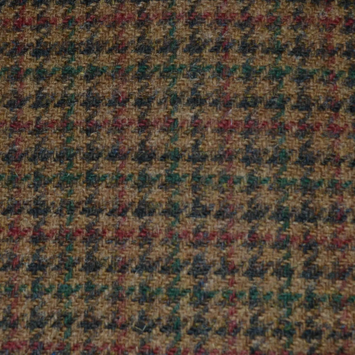 Medium Brown with Dark Brown and Green Dogtooth Check Tweed