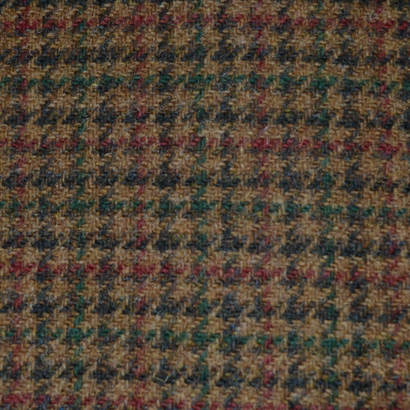 Medium Brown with Dark Brown and Green Dogtooth Check Tweed