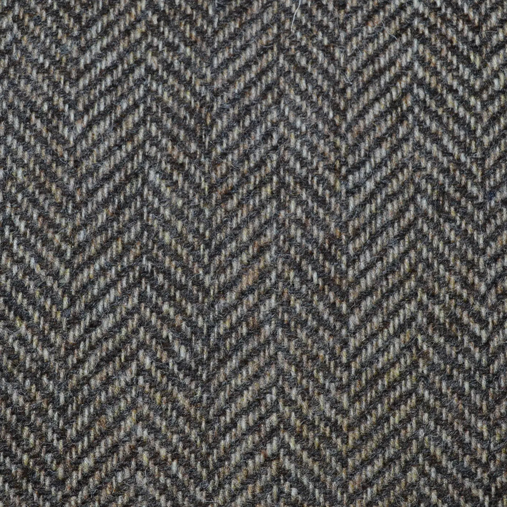 Beige and Dark Brown Herringbone Tweed