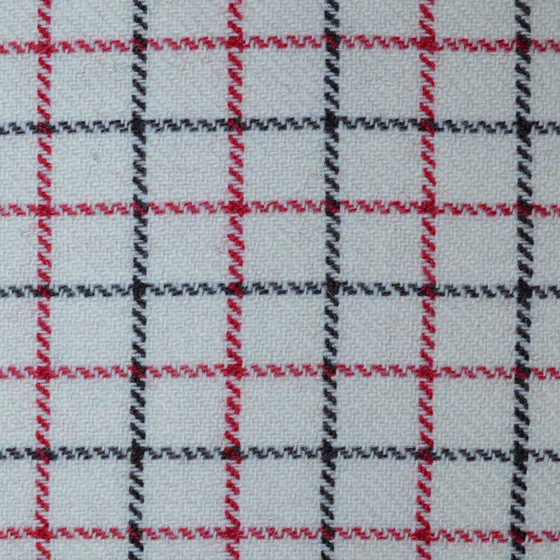 Cream, Red & Black Tattersall Check All Wool Tweed