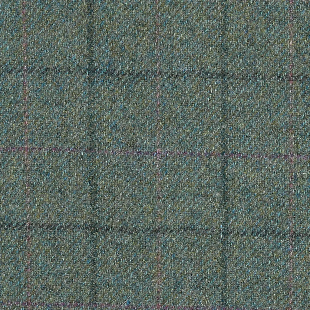 Green/Blue with Dark Gren, Pink & Fuchsia Check All Wool Tweed