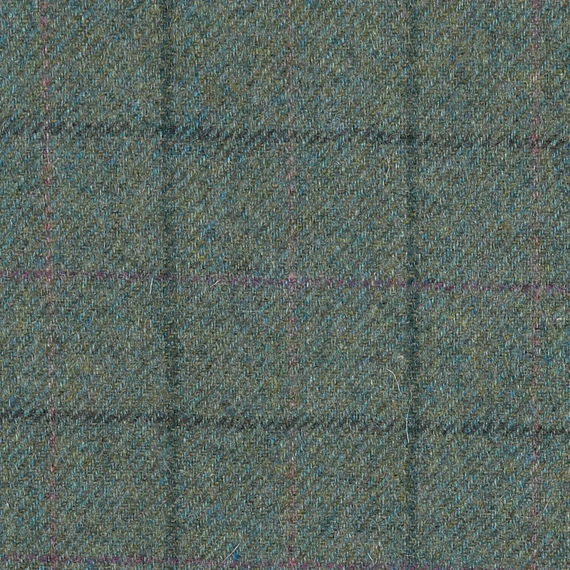 Green/Blue with Dark Gren, Pink & Fuchsia Check All Wool Tweed