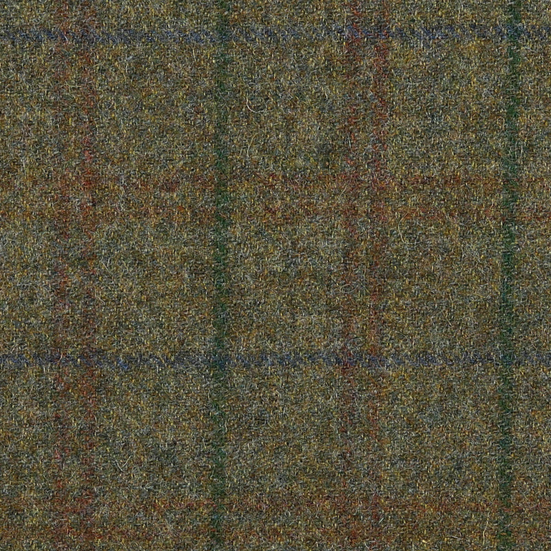 Moss Green with Green, Blue, Brown and Tan Double Check All Wool Tweed