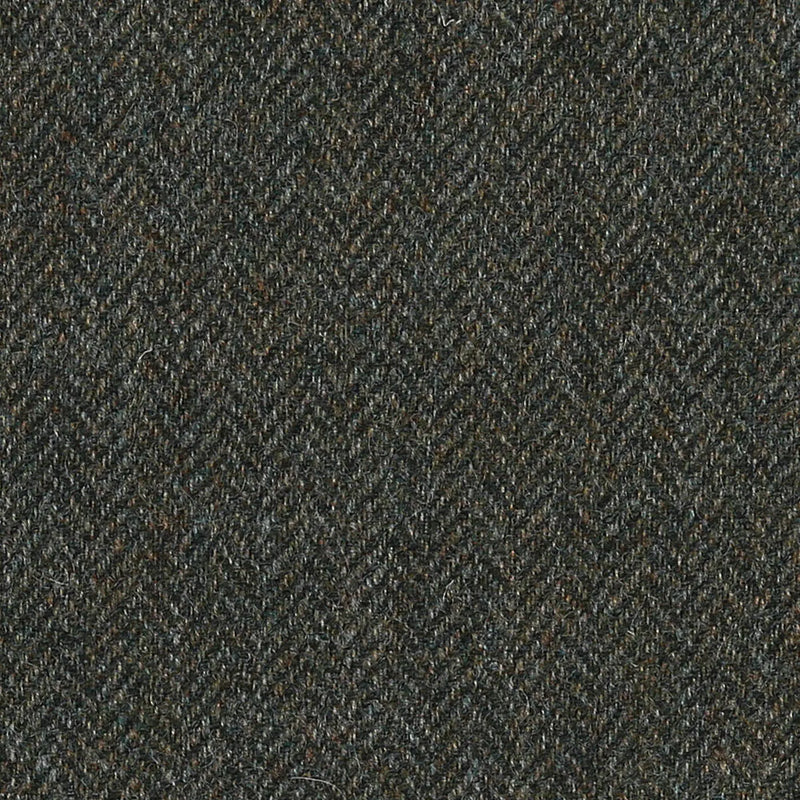 Moss Green, Dark Green and Brown Herringbone All Wool Tweed