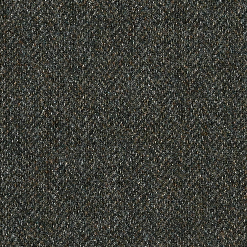 Moss Green, Dark Green and Brown Herringbone All Wool Tweed