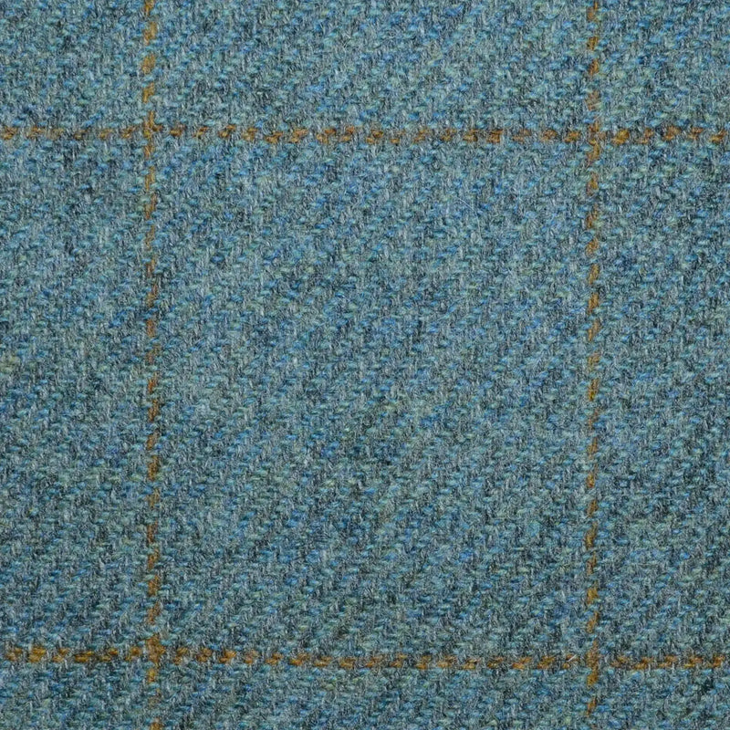 Green/Grey with Tan Window Pane Check All Wool Tweed