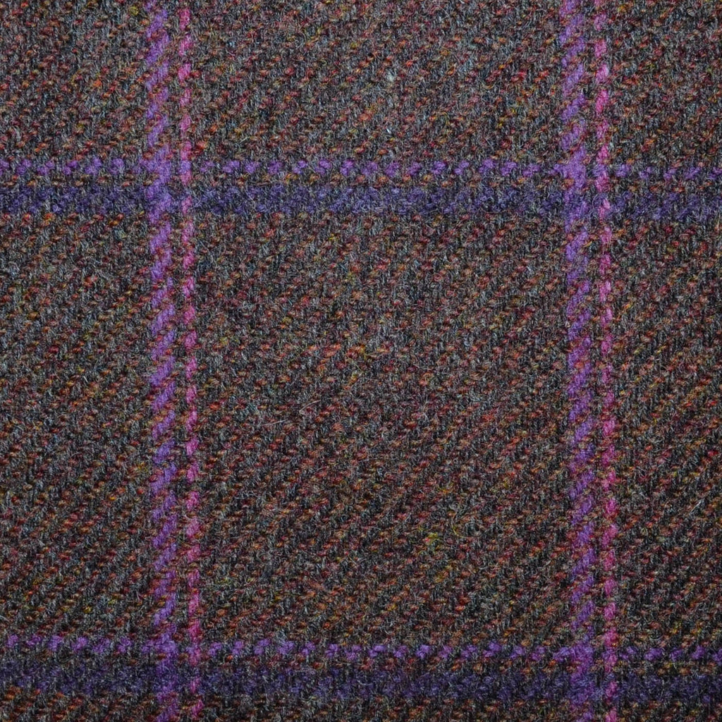 Brown/Rust with Purple and Pink Twin Check All Wool Tweed