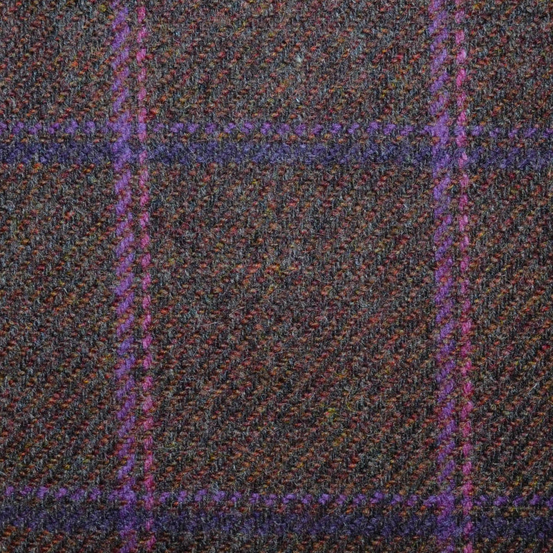 Brown/Rust with Purple and Pink Twin Check All Wool Tweed