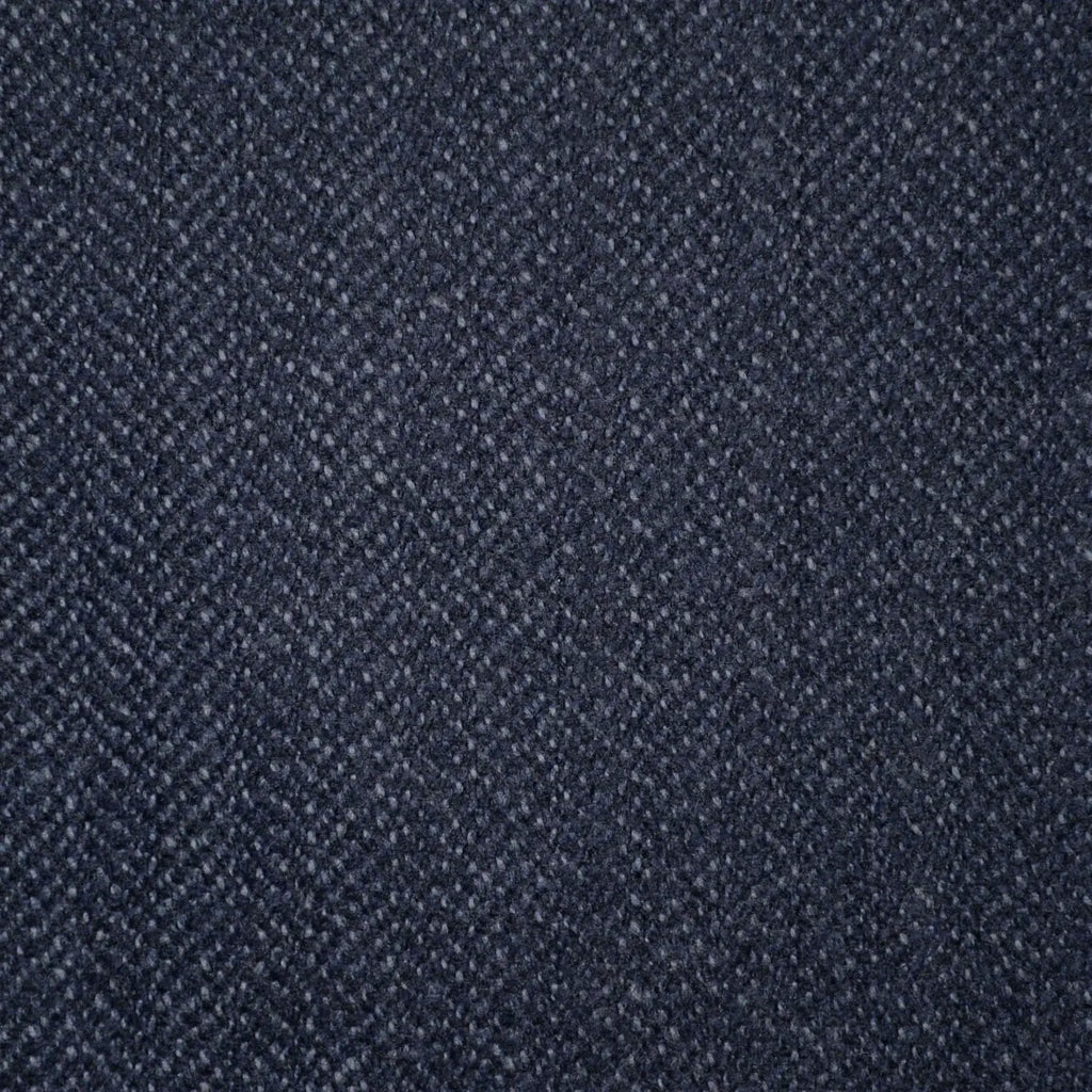 Medium Blue and Navy Herringbone Merino Jacketing/Suiting