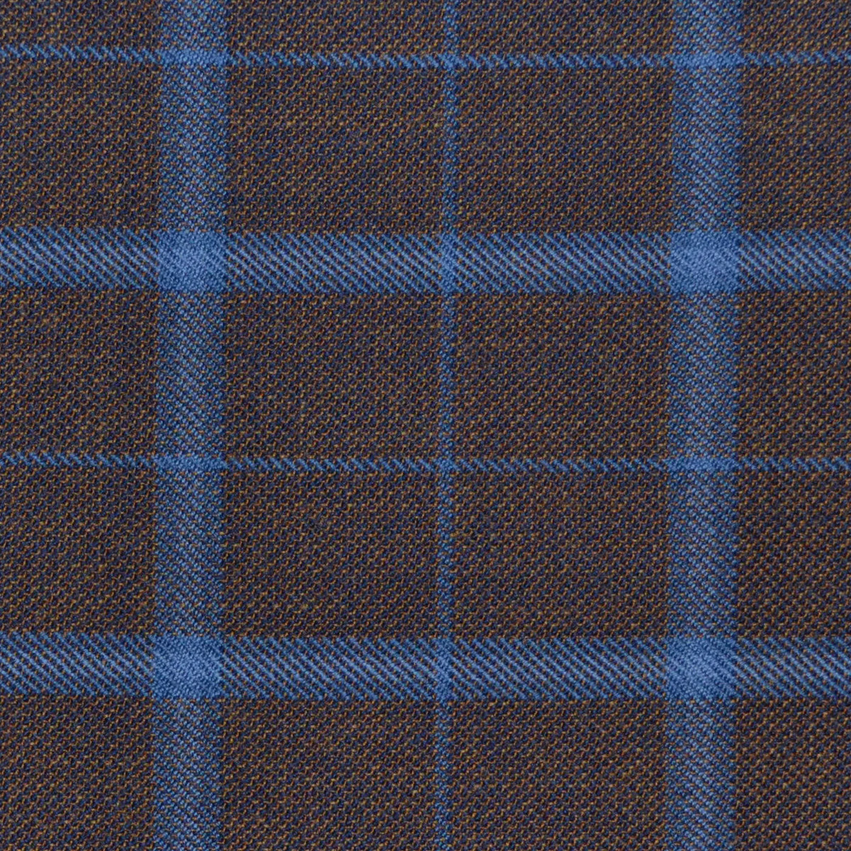 Brown with Light Blue Multi Check Merino Jacketing/Suiting