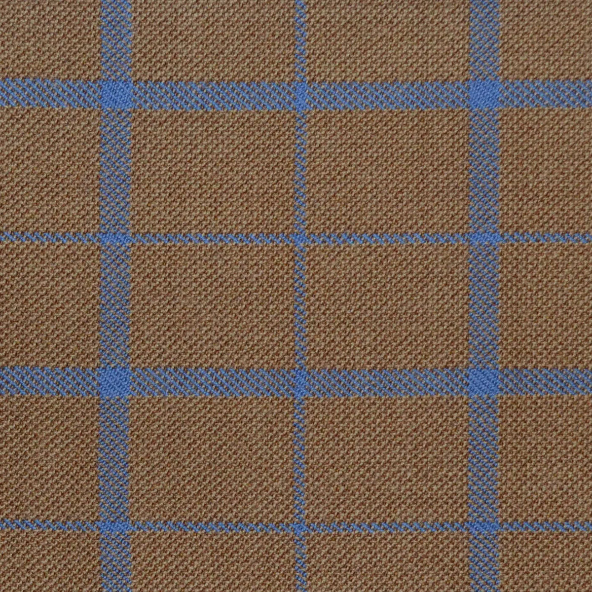 Sand with Light Blue Multi Check Merino Jacketing/Suiting