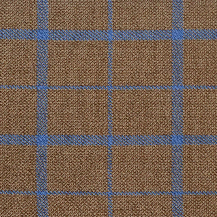 Sand with Light Blue Multi Check Merino Jacketing/Suiting