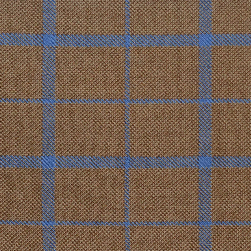 Sand with Light Blue Multi Check Merino Jacketing/Suiting