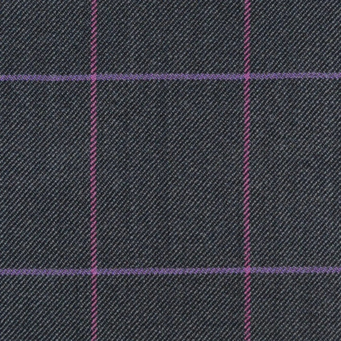 Dark Grey with Pink & Violet Check Merino Jacketing/Suiting