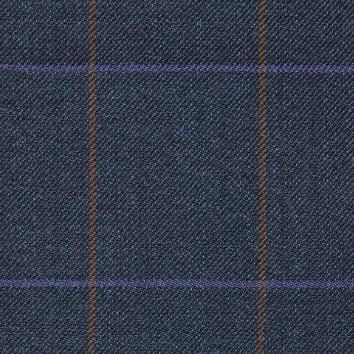 Blue/Grey with Brown & Purple Check Merino Jacketing/Suiting