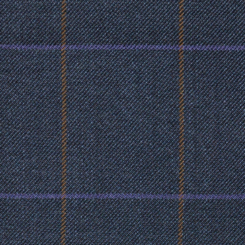 Blue/Grey with Brown & Purple Check Merino Jacketing/Suiting