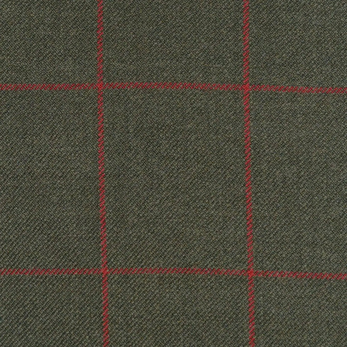 Moss Green with Red Check Merino Jacketing/Suiting