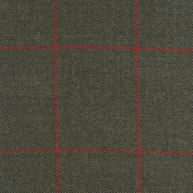 Moss Green with Red Check Merino Jacketing/Suiting
