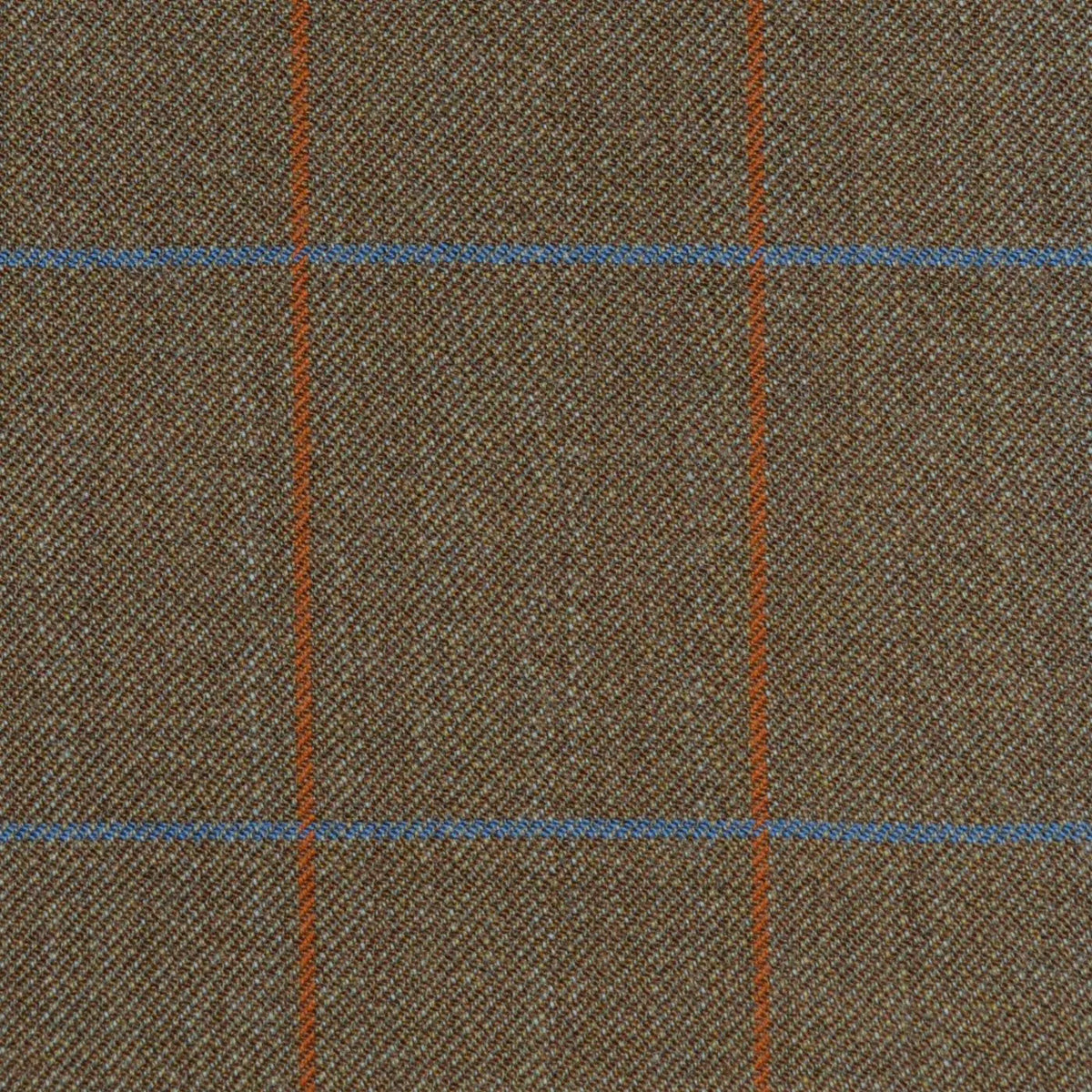 Light Brown Orange with Blue Check Merino Jacketing/Suiting