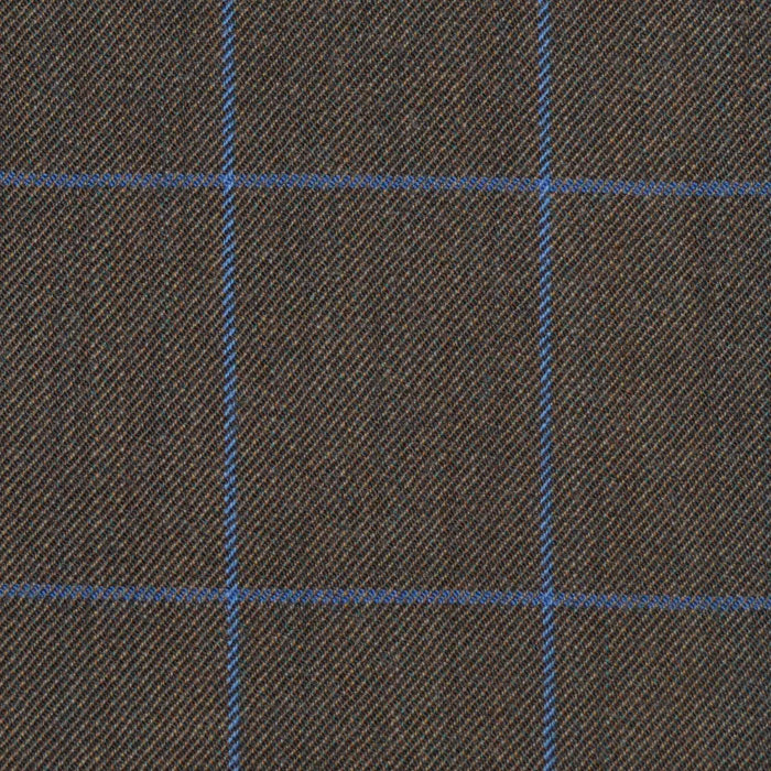 Grey/Brown with Blue Check Merino Jacketing/Suiting