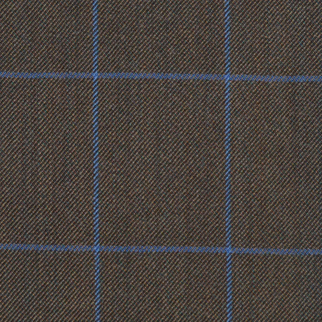 Grey/Brown with Blue Check Merino Jacketing/Suiting