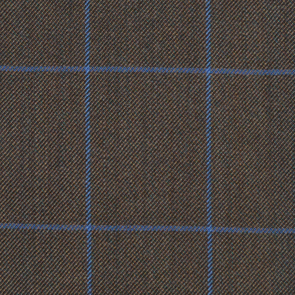 Grey/Brown with Blue Check Merino Jacketing/Suiting