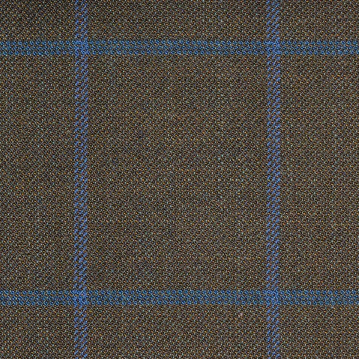 Moss Green with Blue & Purple Check Merino Jacketing/Suiting