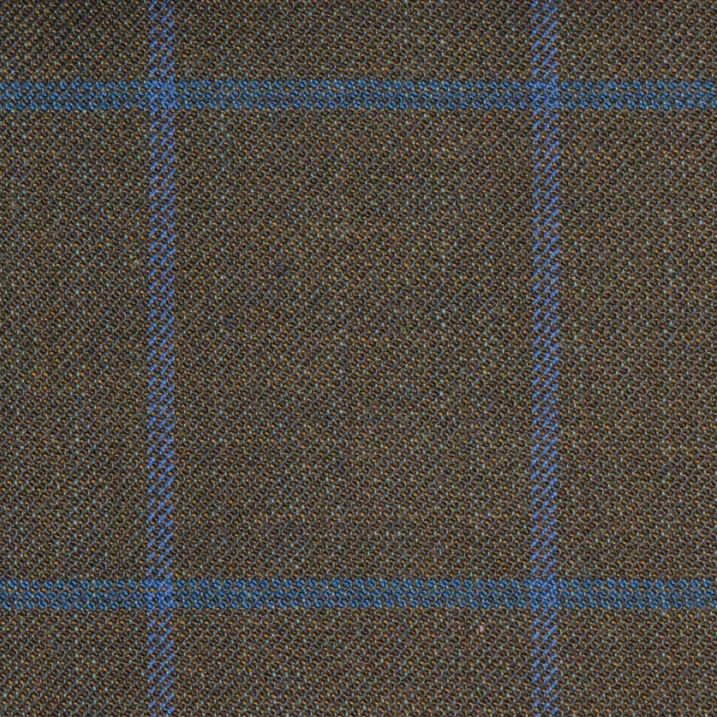 Moss Green with Blue & Purple Check Merino Jacketing/Suiting