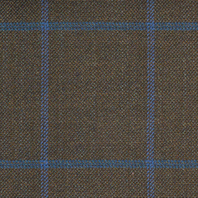 Moss Green with Blue & Purple Check Merino Jacketing/Suiting