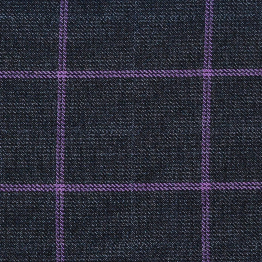 Blue/Grey with Violet Check Merino Jacketing/Suiting