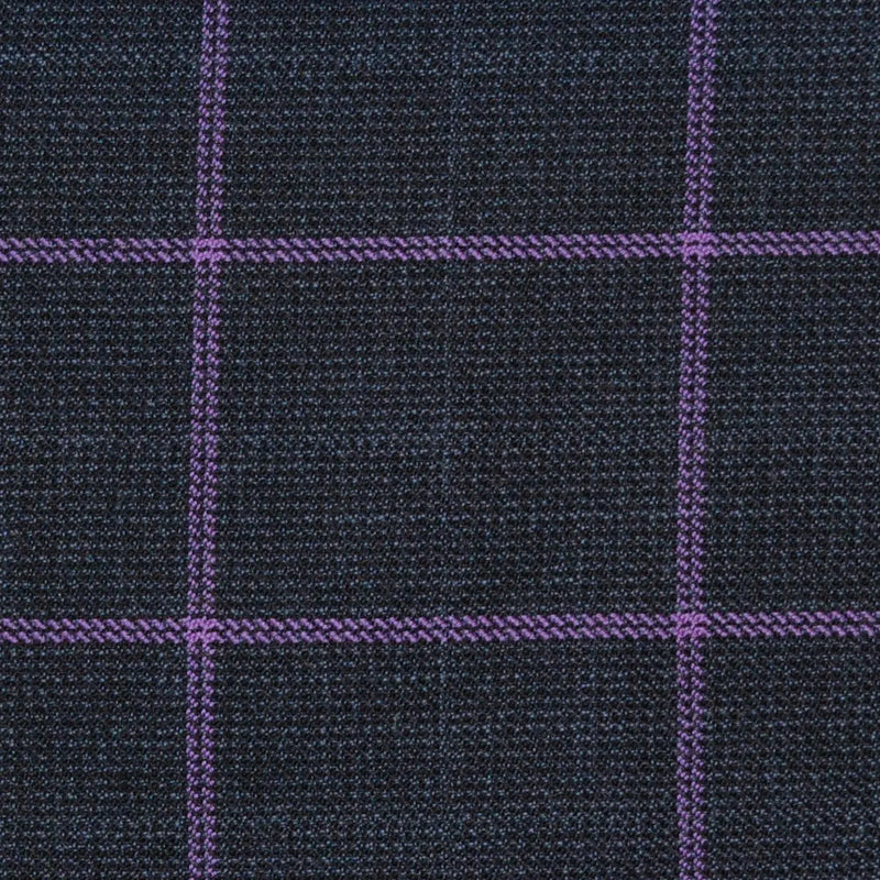 Blue/Grey with Violet Check Merino Jacketing/Suiting