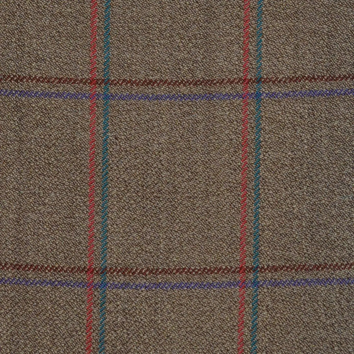 Moss Green with Bottle Green, Orange, Brown & Purple Check Merino Jacketing/Suiting