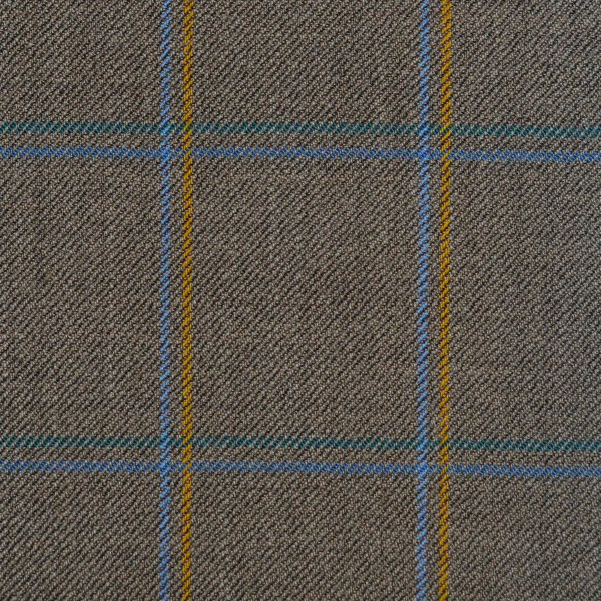 Sage Green with Bottle Green, Mustard & Blue Check Merino Jacketing/Suiting